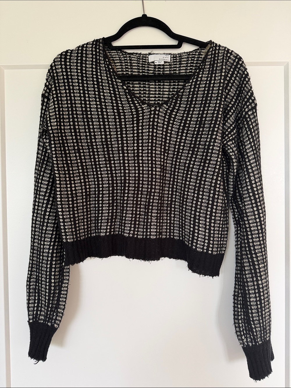 Ten Sixty Sherman Black & White Textured Knit Top